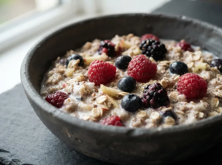 Bircher muesli with yogurt and berries