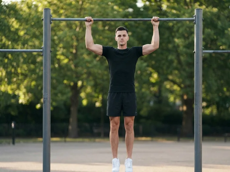 Negative pull-up on an outdoor bar